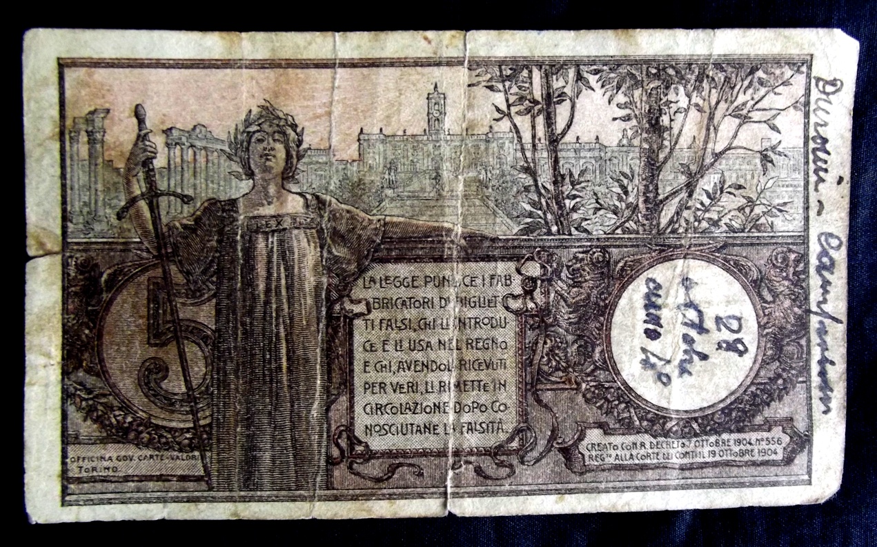 Banconota 5 lire V.E.III Floreale