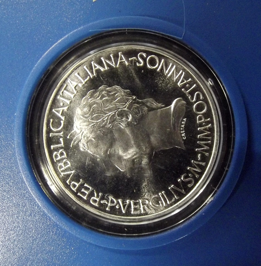Moneta Lire 500 bimillenario VIRGILIANO