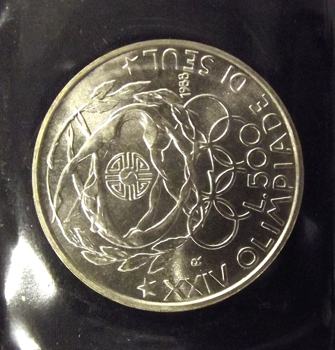 Moneta argento Lire 500 olimpiadi Seul