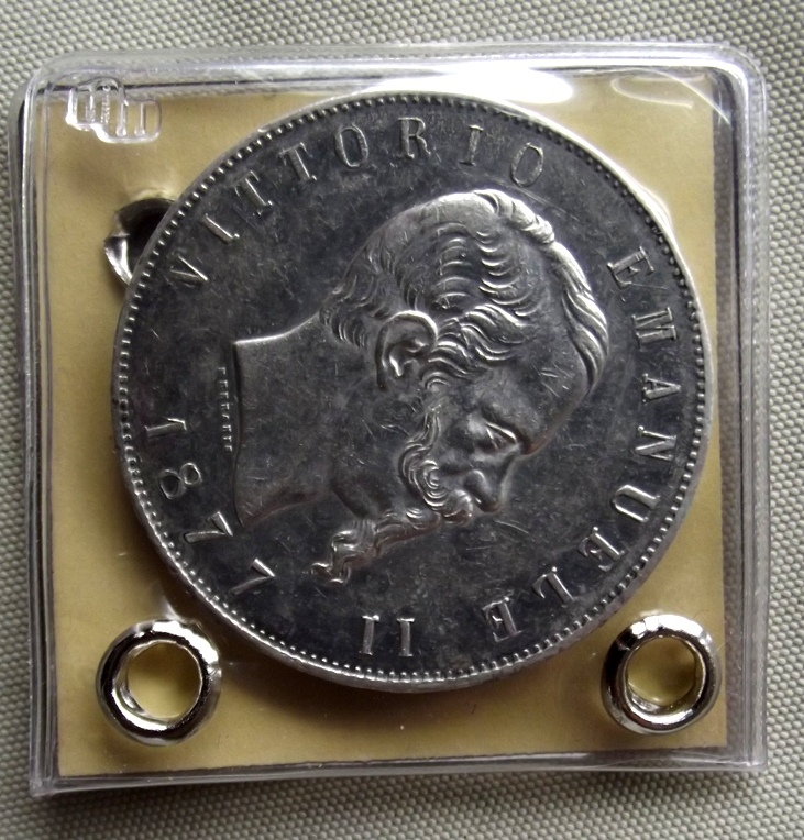 Moneta 5 Lire 1877 argento