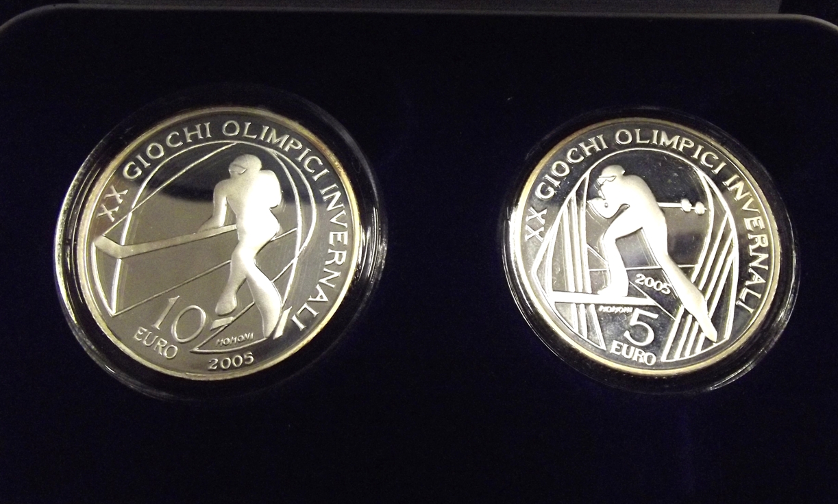 Dittico di monete Argento Olimpiadi Torino 2006