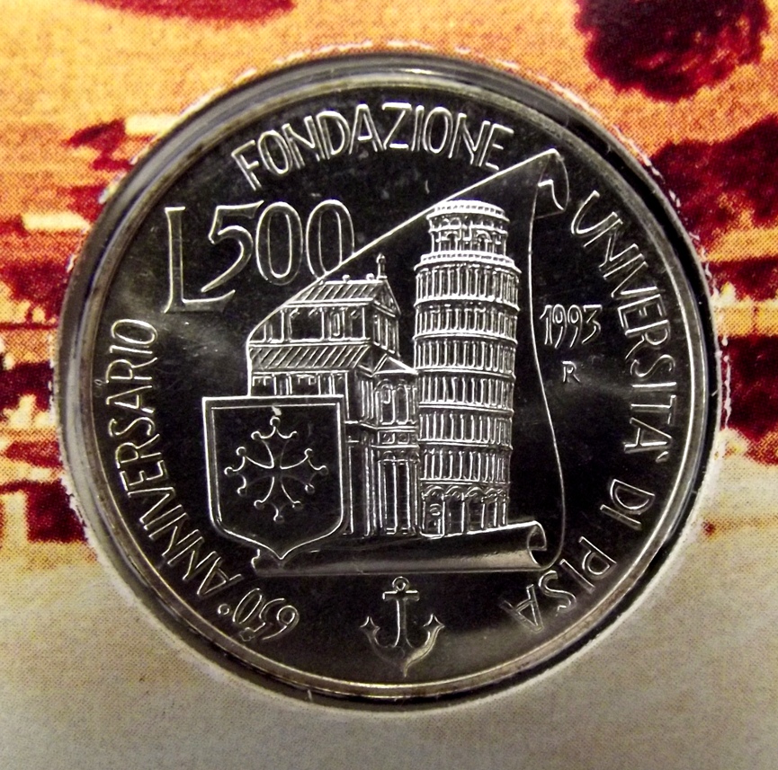 Moneta Argento Lire 500 650� Universit� Pisa